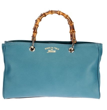 Authetic Gucci Bamboo Shopper Light Blue Bag 323660